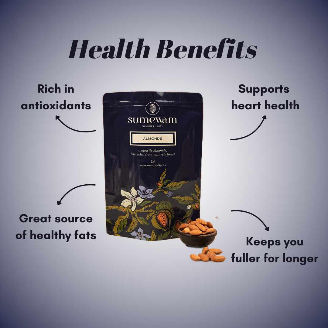 Almond health benefits: rich in antioxidants, supports heart health, healthy fats, keeps you fuller