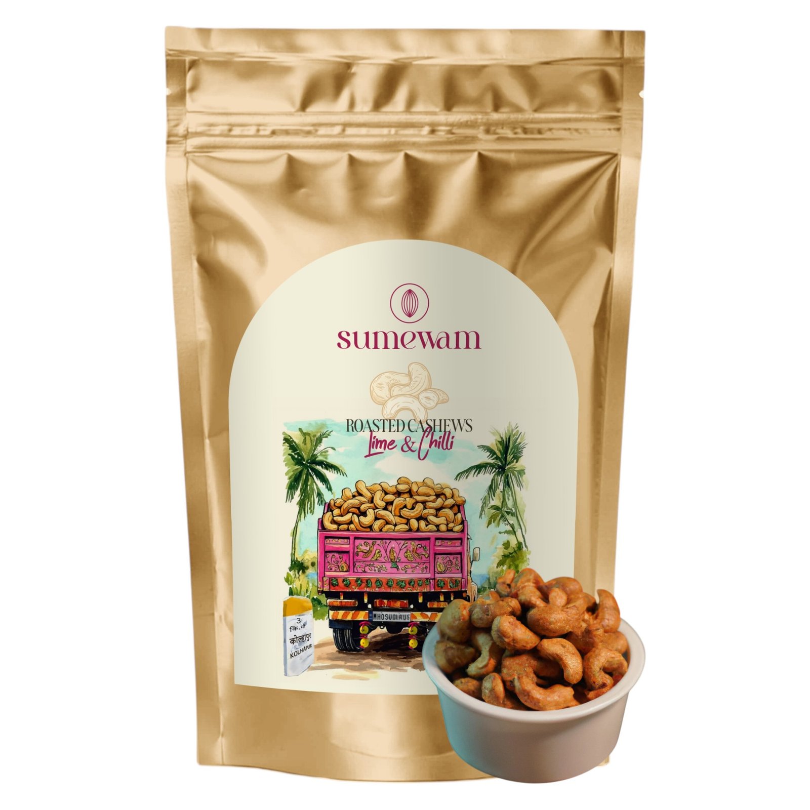 Sumewam roasted cashews lime and chilli front pack