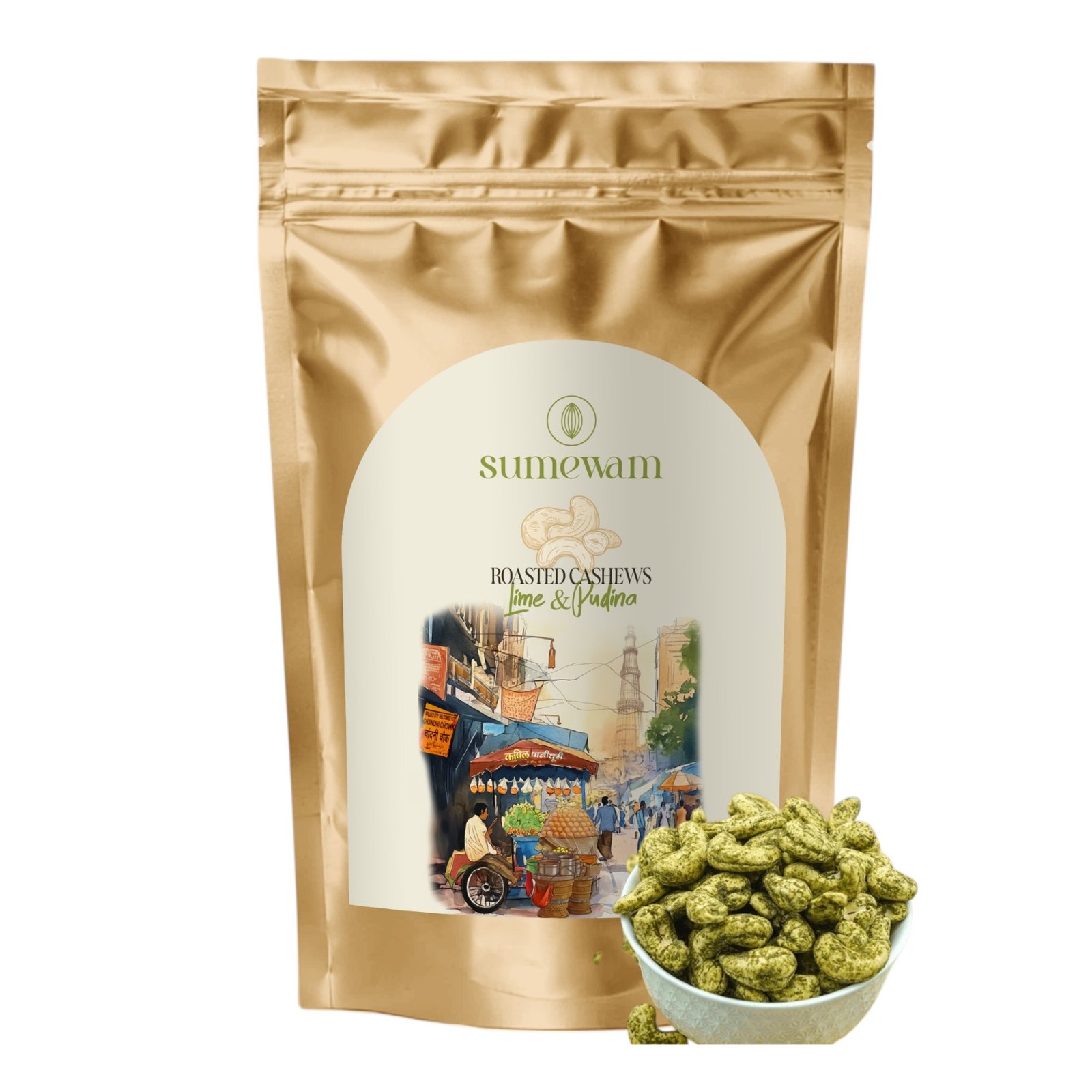 Sumewam roasted cashews lime and pudina front pack
