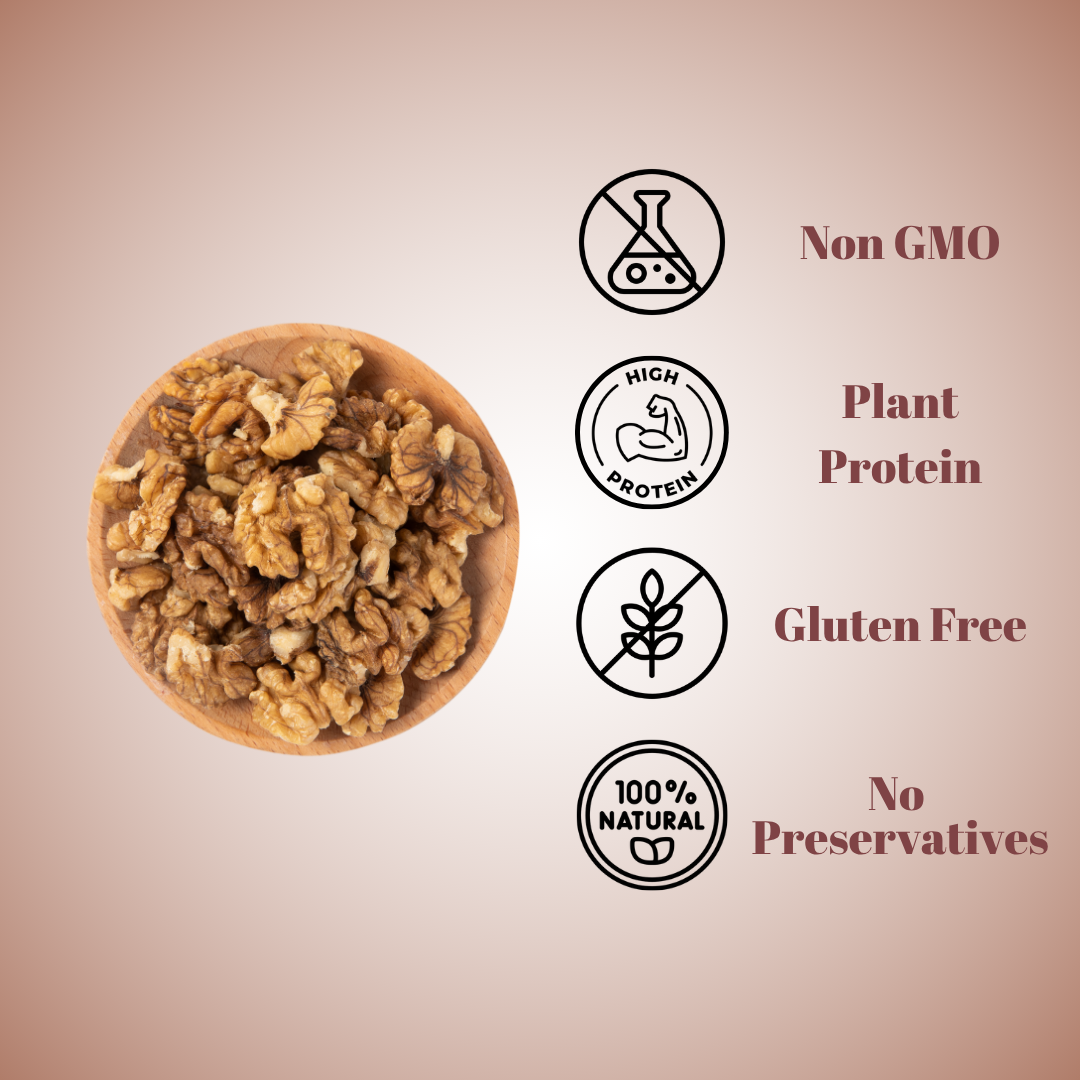 Sumewam walnuts pack back with our story, nutrition facts and FSSAI licence